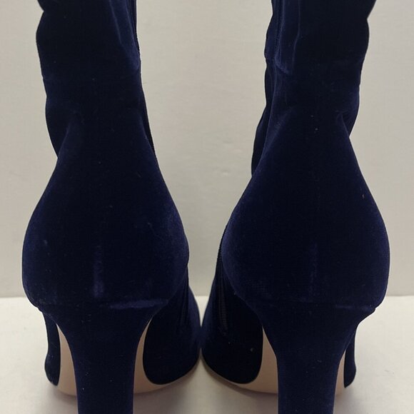 Gianvito Rossi Brandy High Heel Ankle Boots Royal Blue Velvet - Picture 4 of 12